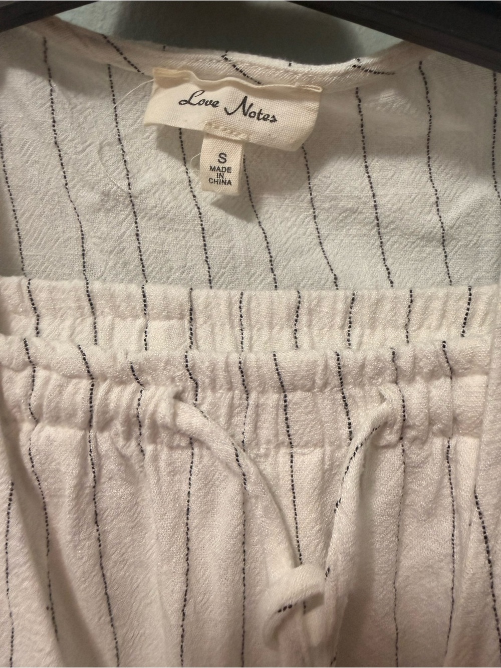 Love Notes White Pinstripe Drawstring Jumpsuit Romper
